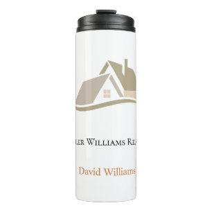 Modern Real Estate white and gold custom logo  Thermal Tumbler