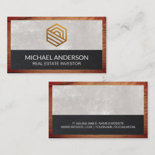 Modern Real Estate   Wood Leather Business Card