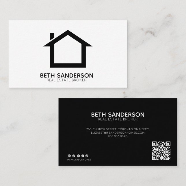 Modern Real Estate YOUR QR CODE Business Card (Front/Back)