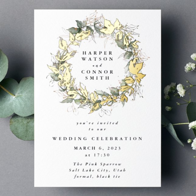 Modern Real Gold Eucalyptus Wreath Wedding (Creator Uploaded)