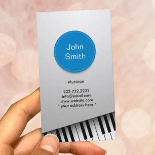 Modern Realistic Piano Musician Business Card