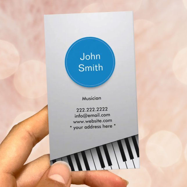 Modern Realistic Piano Musician Business Card (Creator Uploaded)