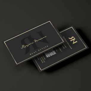 Modern Realtor Black Gold Border Mortgage Broker  Business Card
