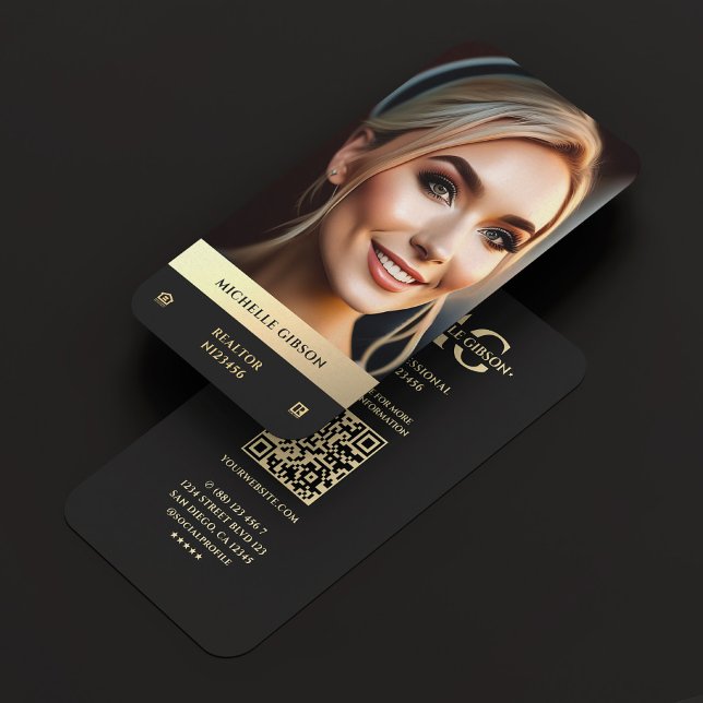 Modern Realtor Black Gold Photo EHO Logo Monogram Business Card (Modern Realtor Black Gold Photo EHO Logo Monogram Business Card
)
