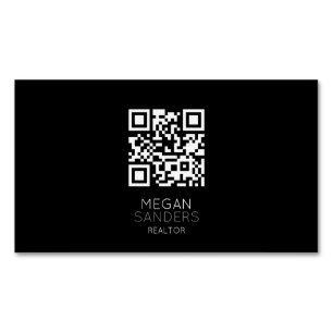 Modern Realtor Black QR code Business Card Magnet