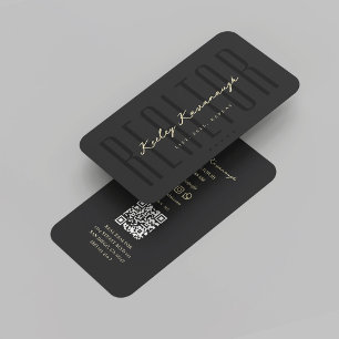 Modern Realtor Black Real Estate Agent Business Card