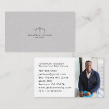 Modern Realtor Home Logo Photo Grey Faux Linen