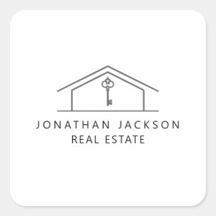 Modern Realtor Home Logo  Square Sticker