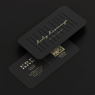Modern Realtor Monogram Black Real Estate Agent Business Card