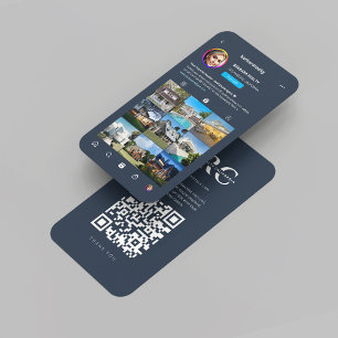 Modern Realtor Monogram Instagram Real Estate Navy Business Card