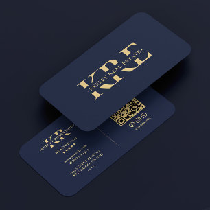 Modern Realtor Mortgage Broker Navy Blue Business Card