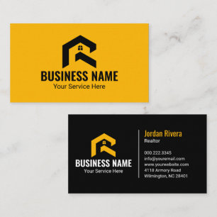 Modern Realtor Mortgage Real Estate Yellow Black Business Card