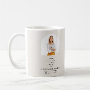 Modern Realtor Name Badge with Photo Arch Elegant Coffee Mug