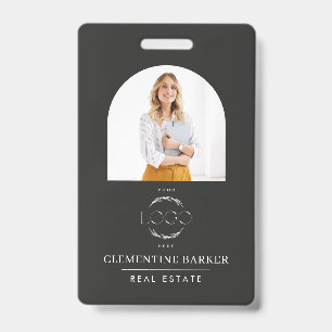 Modern Realtor Name Badge with Photo Arch Elegant ID Badge