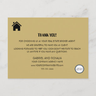 Modern Realtor Pale Gold Business Thank You Postcard