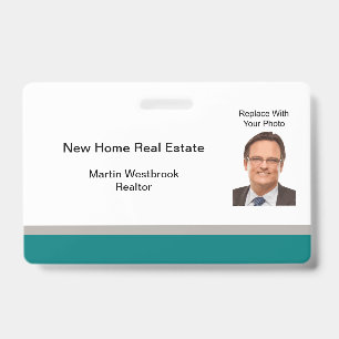 Modern Realtor Photo Template Staff Name Badges ID Badge