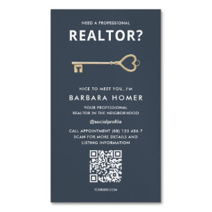 Modern Realtor Real Estate Agent Appointment QR Magnetic Business Card