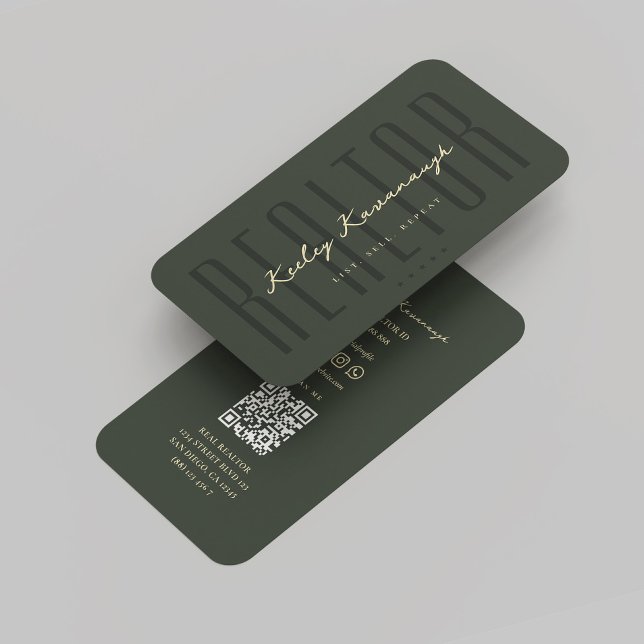 Modern Realtor Real Estate Agent Green Gold  Business Card (Modern Realtor Real Estate Agent Green Gold Business Card
)
