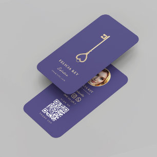 Modern Realtor Real Estate Agent Photo QR Code Business Card