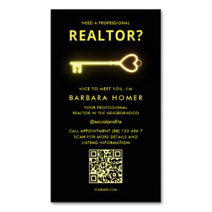 Modern Realtor Real Estate Listing Appointment QR Magnetic Business Card