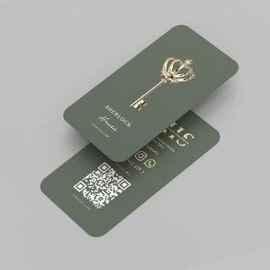 Modern Realtor Real Estate Monogram Sage Green Business Card