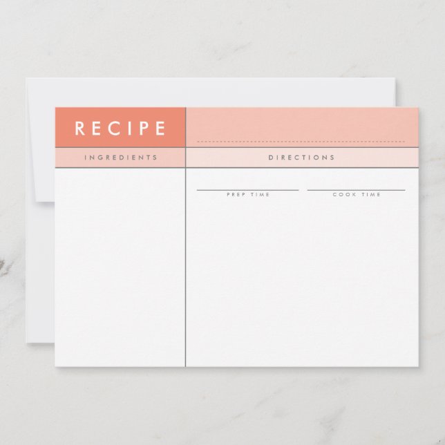 MODERN RECIPE CARD organiser block minimal orange (Front)