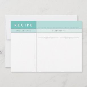 MODERN RECIPE CARD organiser bold minimal jade