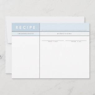 MODERN RECIPE CARD organiser minimal baby blue