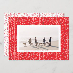 Modern Red 2022 Christmas Candy Cane Photo Holiday Card