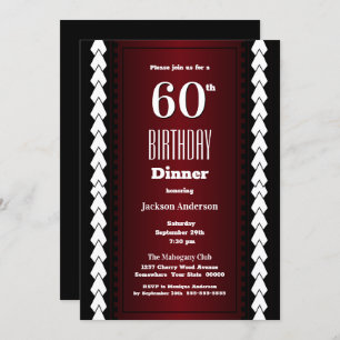 Modern Red 60th Birthday Dinner Invitation