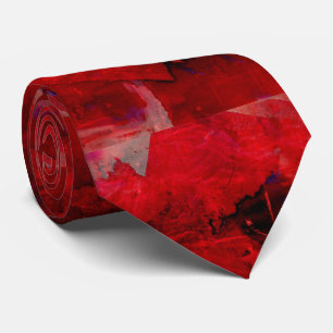Modern Red Abstract Painting Art Tie