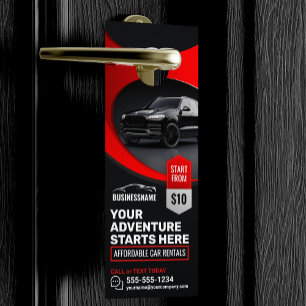 Modern Red Affordable Car Rental Car Hire Auto Door Hanger