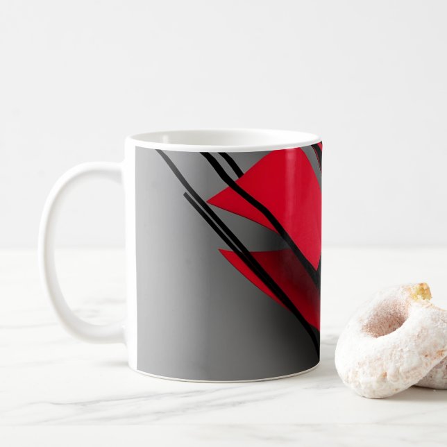 Modern Red and Black Abstract Coffee Mug (With Donut)