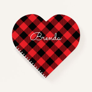 Modern Red and Black Buffalo Check Notebook