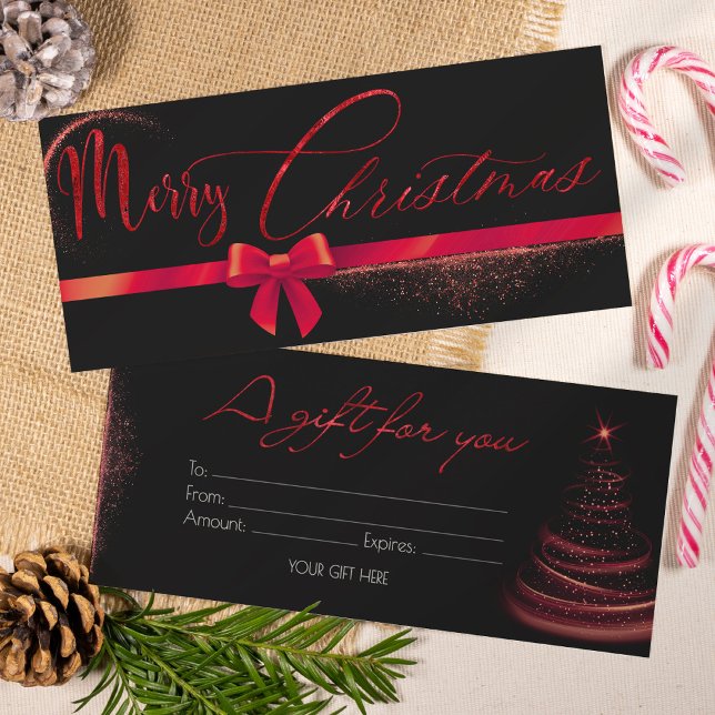 Modern red and black christmas gift card voucher  (Creator Uploaded)
