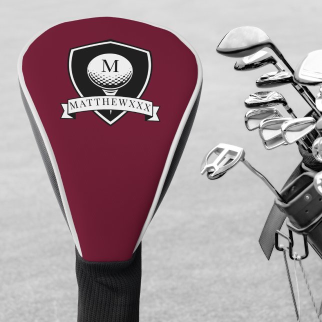 Modern Red and Black Custom Name Initial Monogram Golf Head Cover (Modern Red and Black Custom Name Initial Monogram Golf Head Cover)