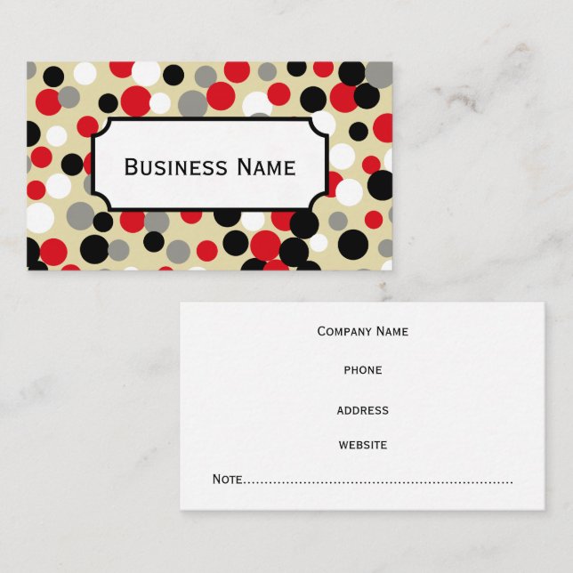Modern Red and Black Dots  Business Card (Front/Back)