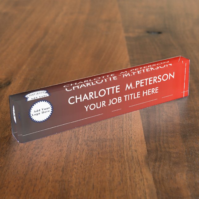 Modern Red and Black Gradient Custom Logo  Nameplate (Side)