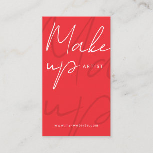  Modern Red and Black Makeup Artist Business Card