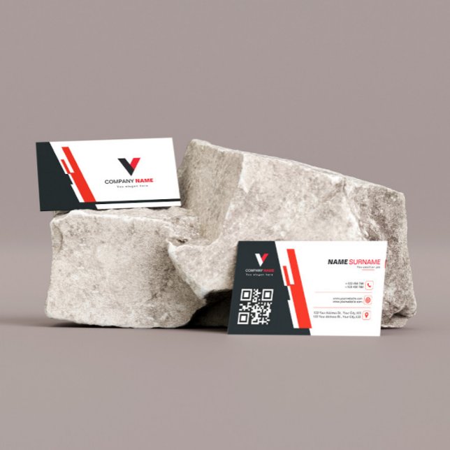 Modern Red and Dark Business Card (Creator Uploaded)