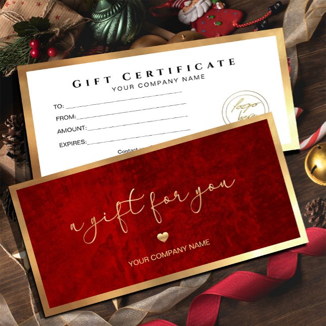 Modern Red And Gold Add Logo Gift Certificate (Modern Red And Gold Add Logo Gift Certificate #deepred #scratchred #texure #voucher #luxurygiftcard)