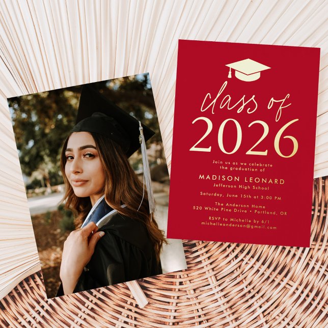 Modern Red and Gold Class of 2026 Graduation Party (Creator Uploaded)