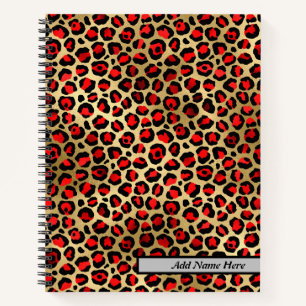 Modern Red and Gold Leopard Print  Notebook