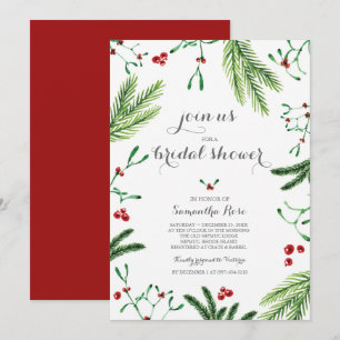 Modern Red and Green Christmas Bridal Shower Invitation