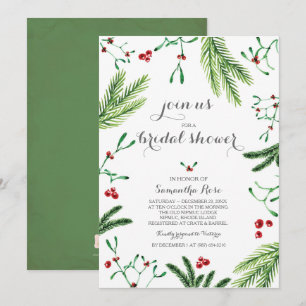 Modern Red and Green Christmas Bridal Shower Invitation
