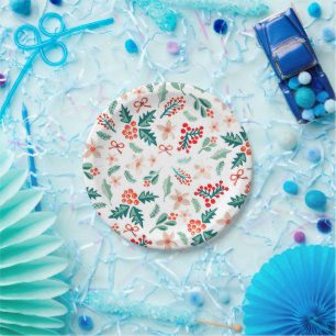 Modern Red and Green Christmas Tree Party Paper Plate