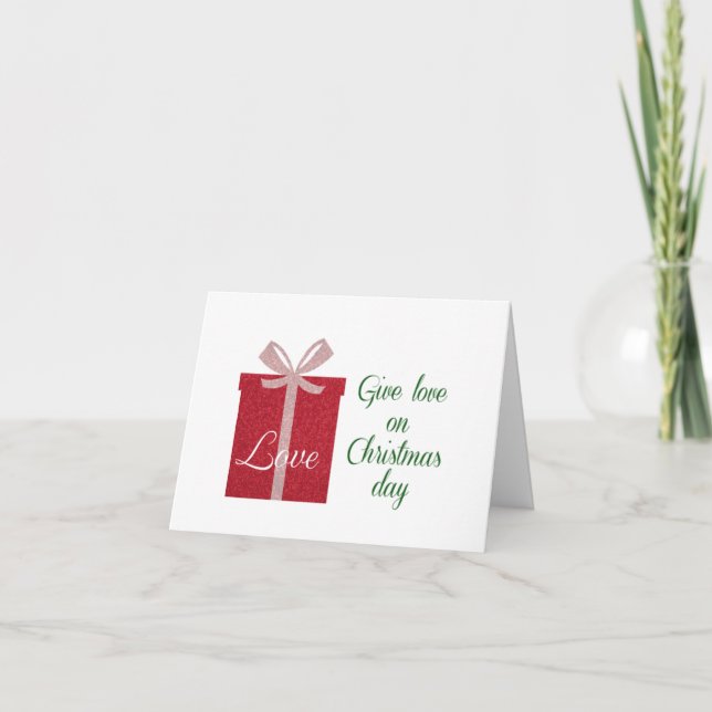 Modern Red and Green Gift Christmas Holiday Card (Front)
