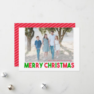 Modern Red and Green Merry Christmas Photo Card