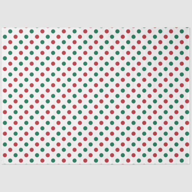 Modern Red and Green Polka Dots Christmas Tissue Paper (Front)