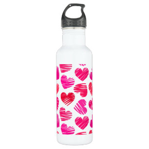 Modern Red and Pink Doodled Hearts Valentine 710 Ml Water Bottle